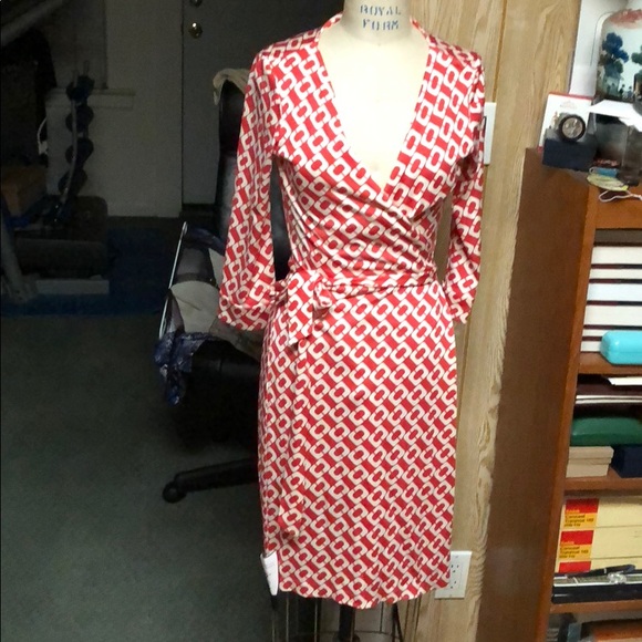 dvf chain link wrap dress